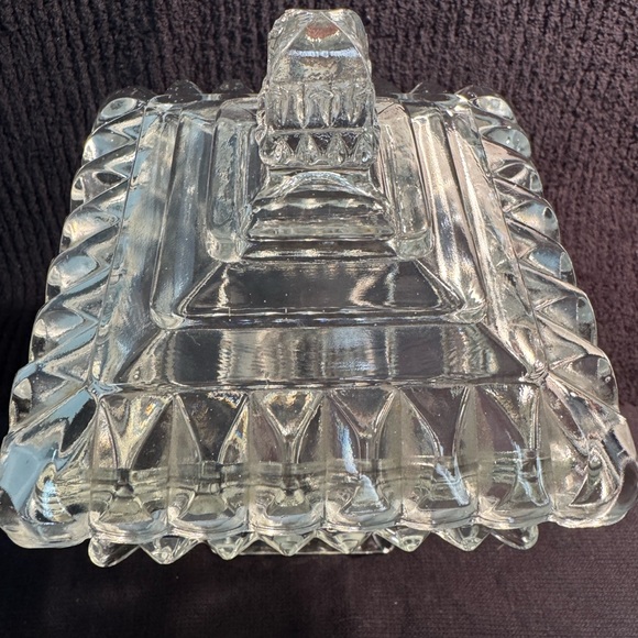 Vintage Clear Pressed Glass Covered Compote / Candy Dish – Jeannette Style  7–8″ - Picture 3 of 7